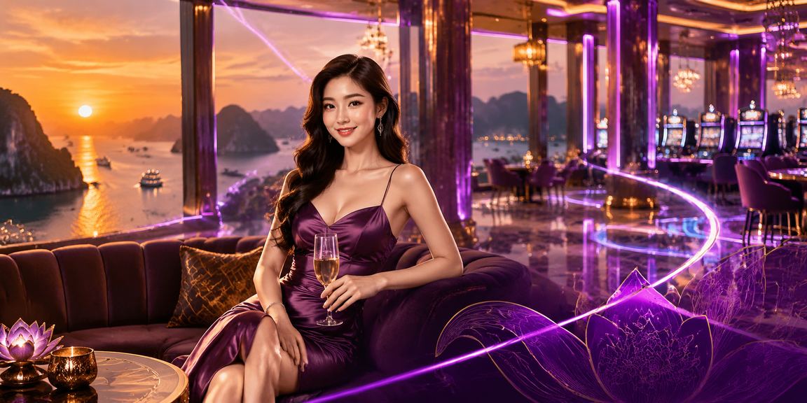 Vịnh Hạ Long về đêm với ánh đèn neon rực rỡ, biểu tượng cho ưu đãi VIP hấp dẫn tại 9020