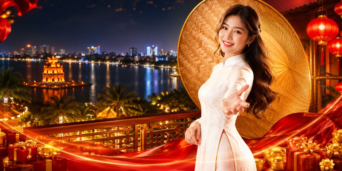 Người phụ nữ Hà Nội mặc áo dài trải nghiệm casino betting trên nền tảng trực tuyến 9020