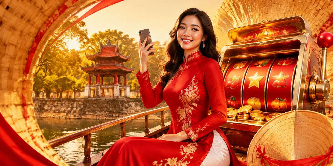 Người chơi tại Hà Nội trải nghiệm slot game trên nền tảng 9020 với trang phục áo dài